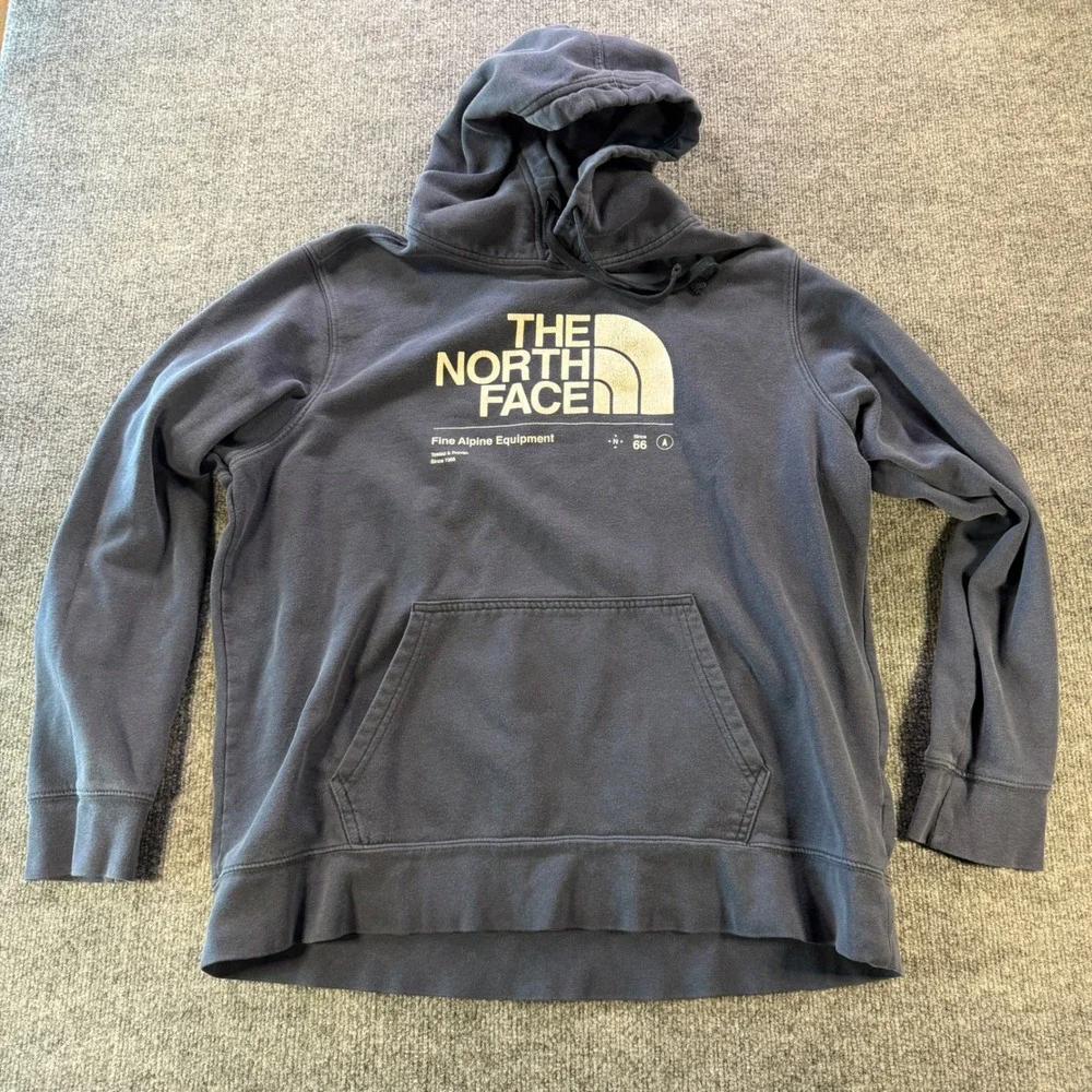 The North Face Mens Fine Alpine Equipment Hoodie Navy Blue XL Pullover Logo